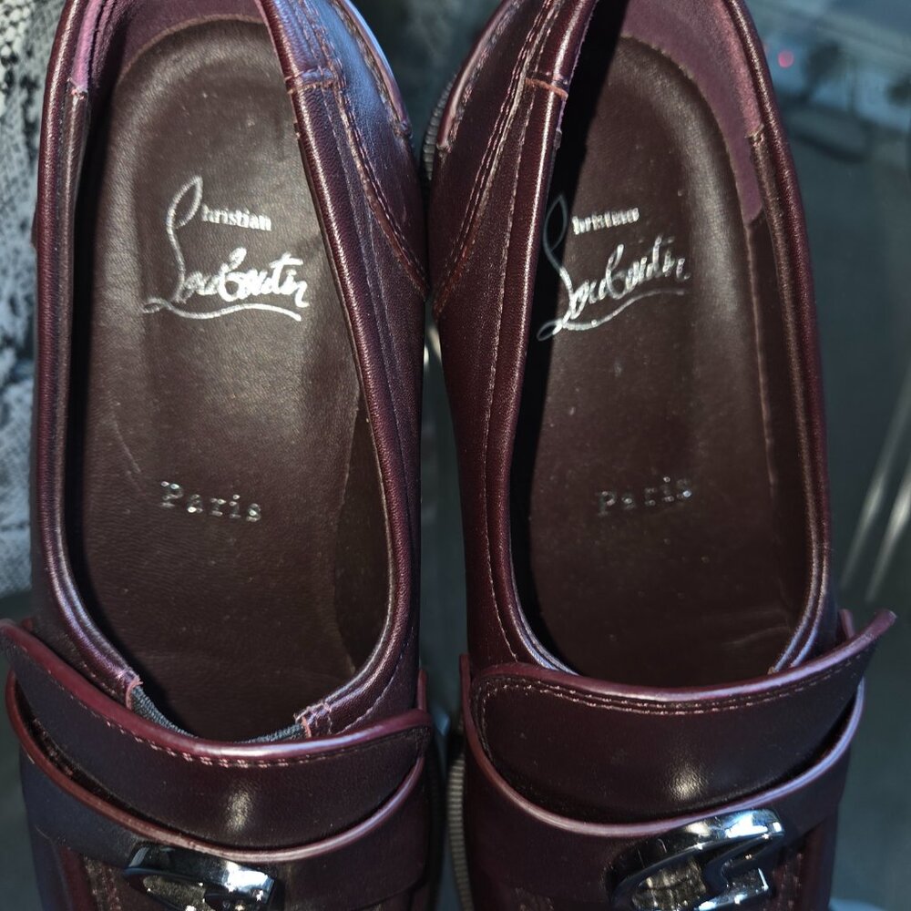 Christian Louboutin Moc Leather Women Merlot-Brown Loafers Size 36 - Picture 6 of 7